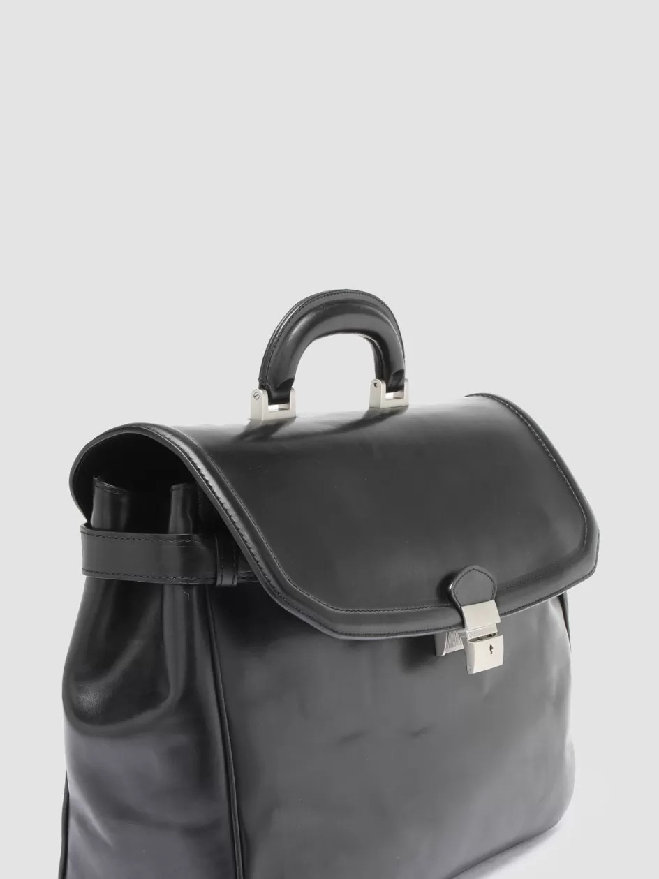 Officine Creative Bags>QUENTIN 011 - Leather Briefcase BLACK