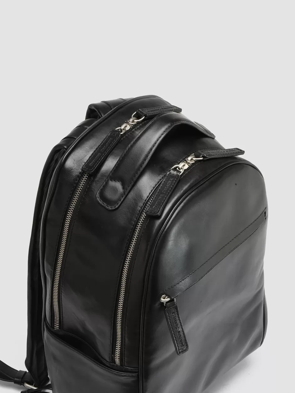 Officine Creative Backpacks | Backpacks>QUENTIN 012 - Leather Backpack BLACK