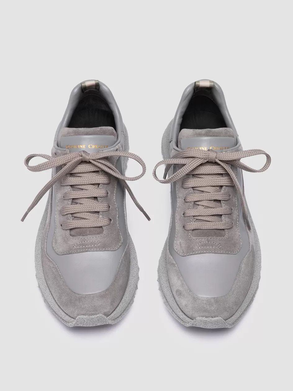 Officine Creative Sneakers>RACE RUBREX 101 - Grey Leather And Suede Low Top Sneakers PIOMBO/CAVIAR                                     