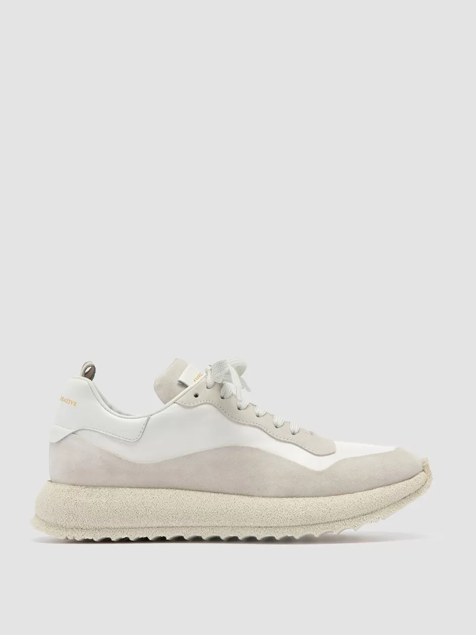 Officine Creative Suede Selection | Sneakers>RACE RUBREX 101 - White Leather And Suede Low Top Sneakers OFF WHITE