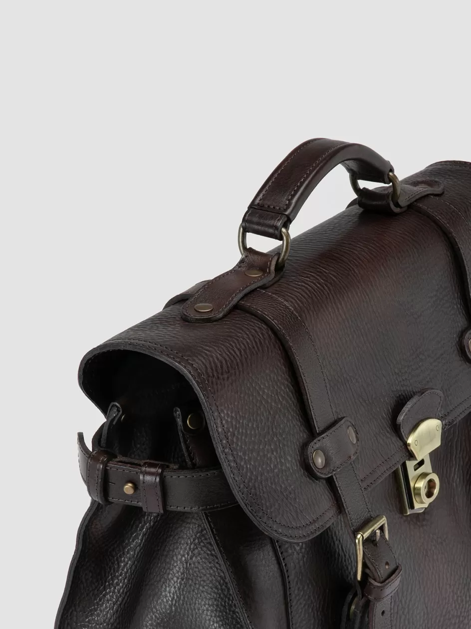 Officine Creative Bags>RARE 040 - Brown Leather Briefcase DARK BROWN