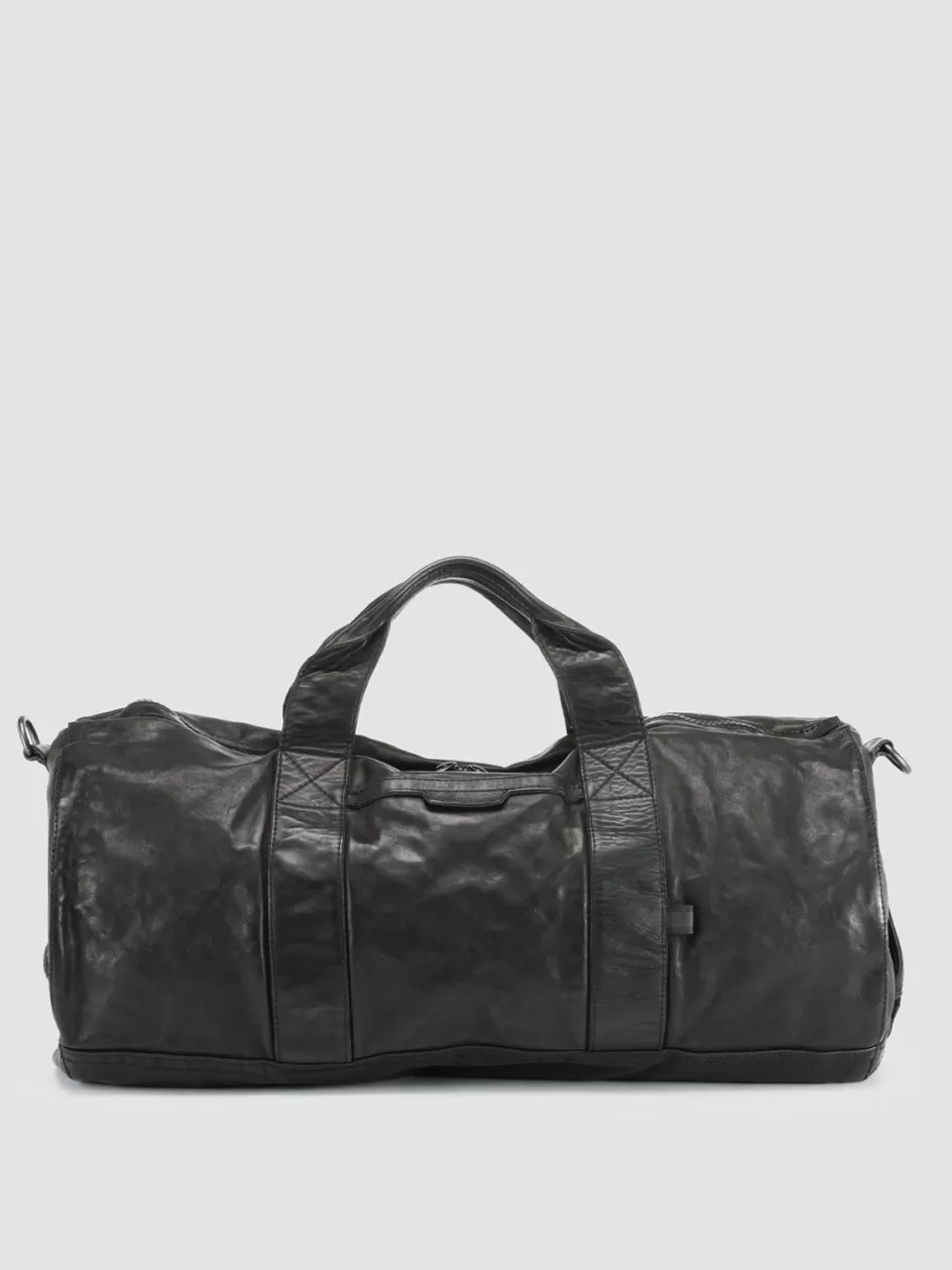 Officine Creative Bags>RECRUIT 007 - Black Leather Travel Bag NERO