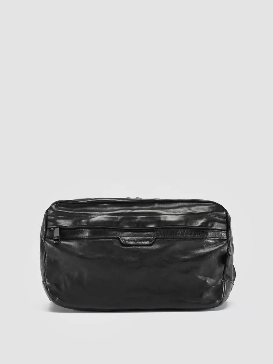 Officine Creative Bags>RECRUIT 009 - Black Leather Waist Pack NERO