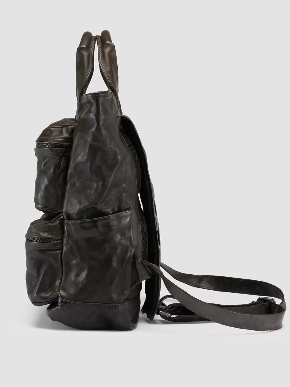 recruit_014__green_leather_backpack_100141.webp Officine Creative Backpacks | Backpacks>RECRUIT 014 - Leather Backpack GREEN