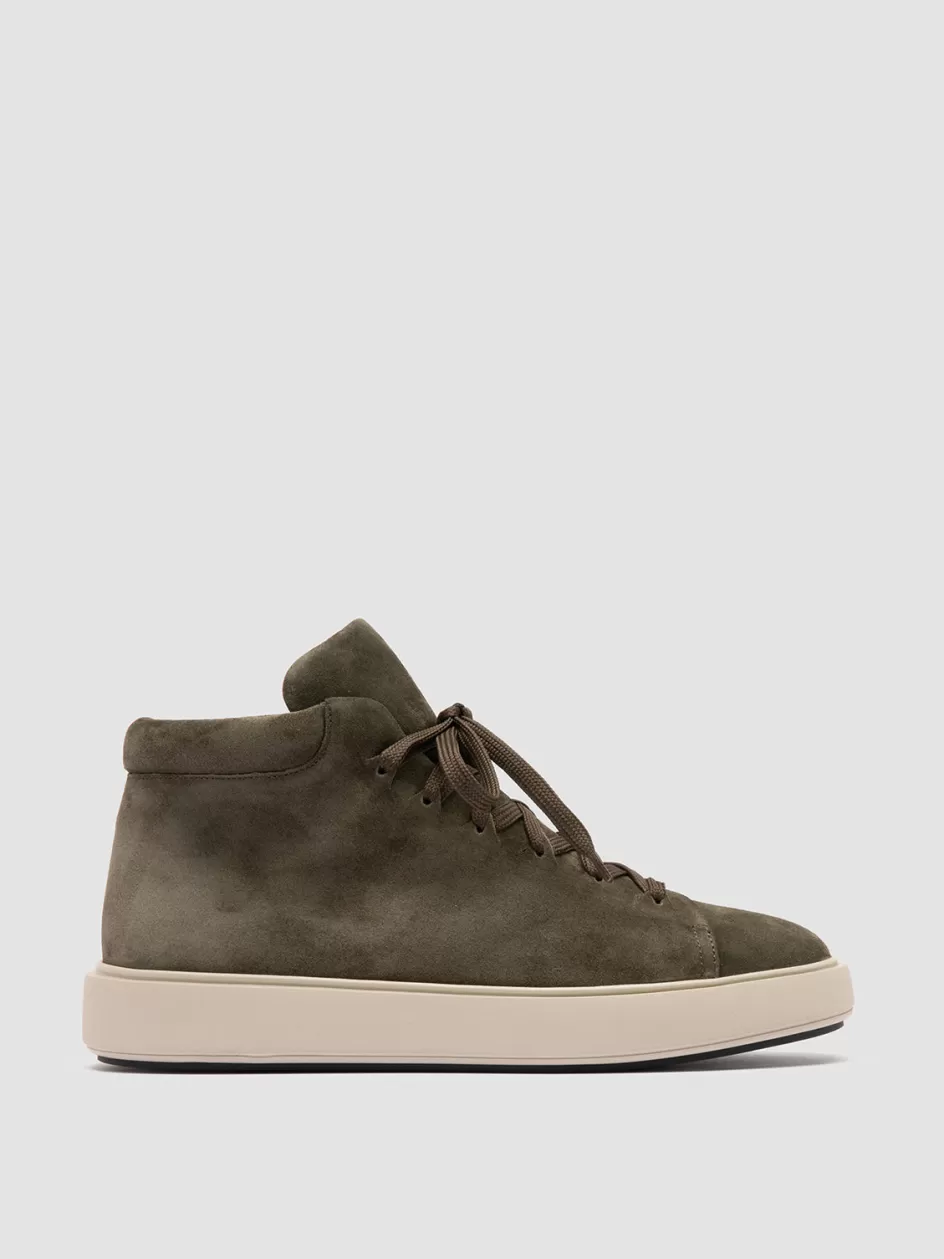 Officine Creative Sneakers>REMASTER 002 - Green Suede High Top Sneakers KHAKI