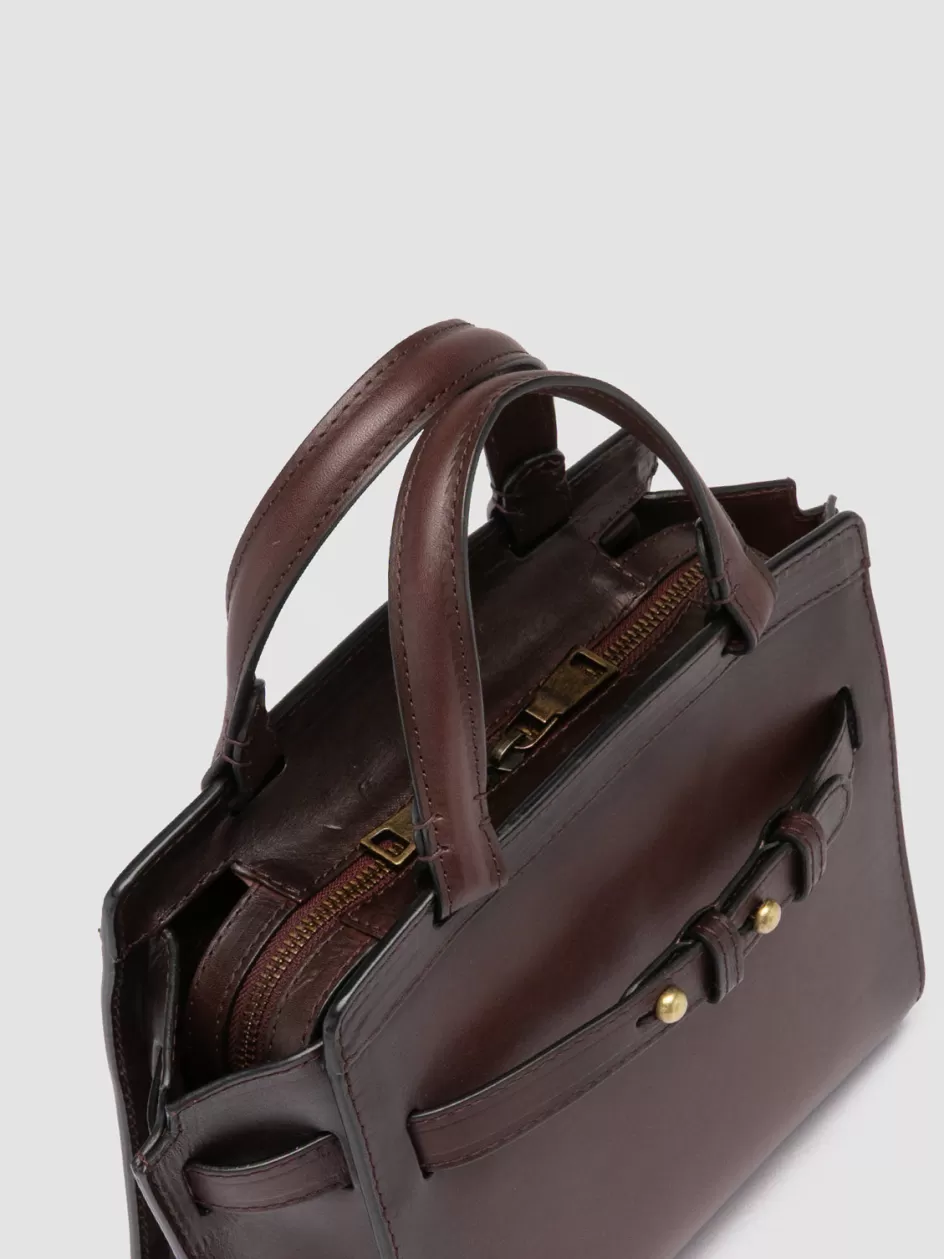 Officine Creative Bags>SADDLE 009 - Brown Leather Hand Bag TRUFFLE