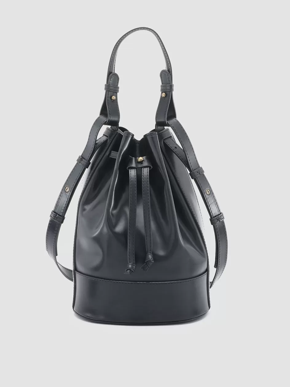 Officine Creative Bags>SADDLE 08 - Leather Bucket Bag BLACK