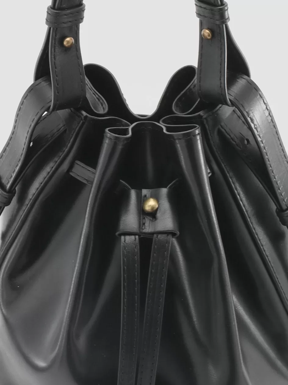 Officine Creative Bags>SADDLE 08 - Leather Bucket Bag BLACK
