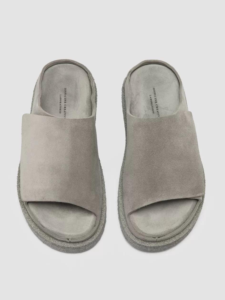 Officine Creative Suede Selection | Sandals>SANDS 106 - Suede Slide Sandals GREY