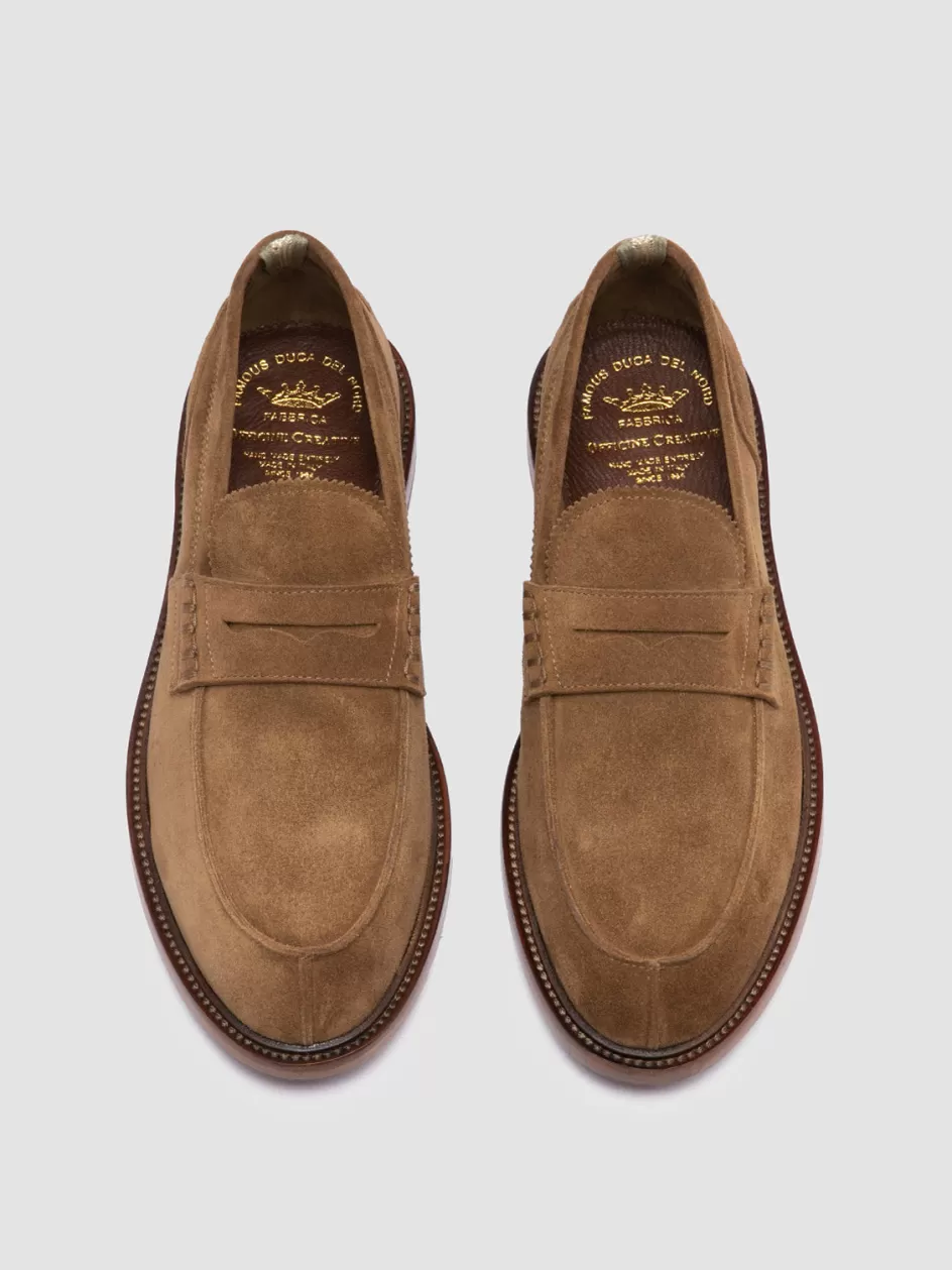 Officine Creative Loafers>SAX 001 - Brown Suede Penny Loafers BIRRA
