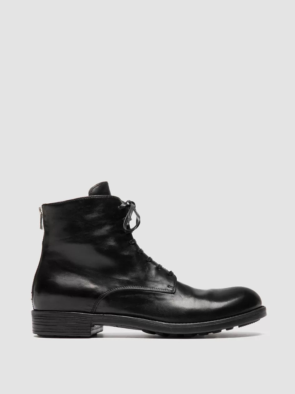 Officine Creative Ankle Boots>SERGEANT 003 - Leather Lace-up Boots BLACK