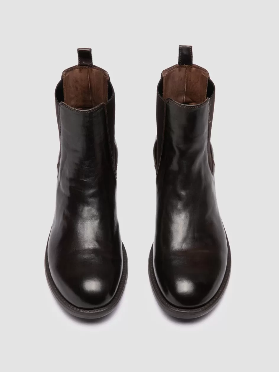 Officine Creative Ankle Boots>SERGEANT 006 - Brown Leather Chelsea Boots EBANO