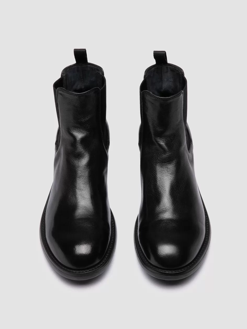 Officine Creative Boots & Booties>SERGEANT 102 - Black Leather Chelsea Boots NERO                                              