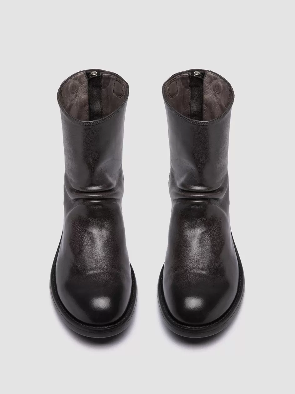 Officine Creative Boots & Booties>SERGEANT 104 - Grey Leather Zipped Boots MAGNETE                                           