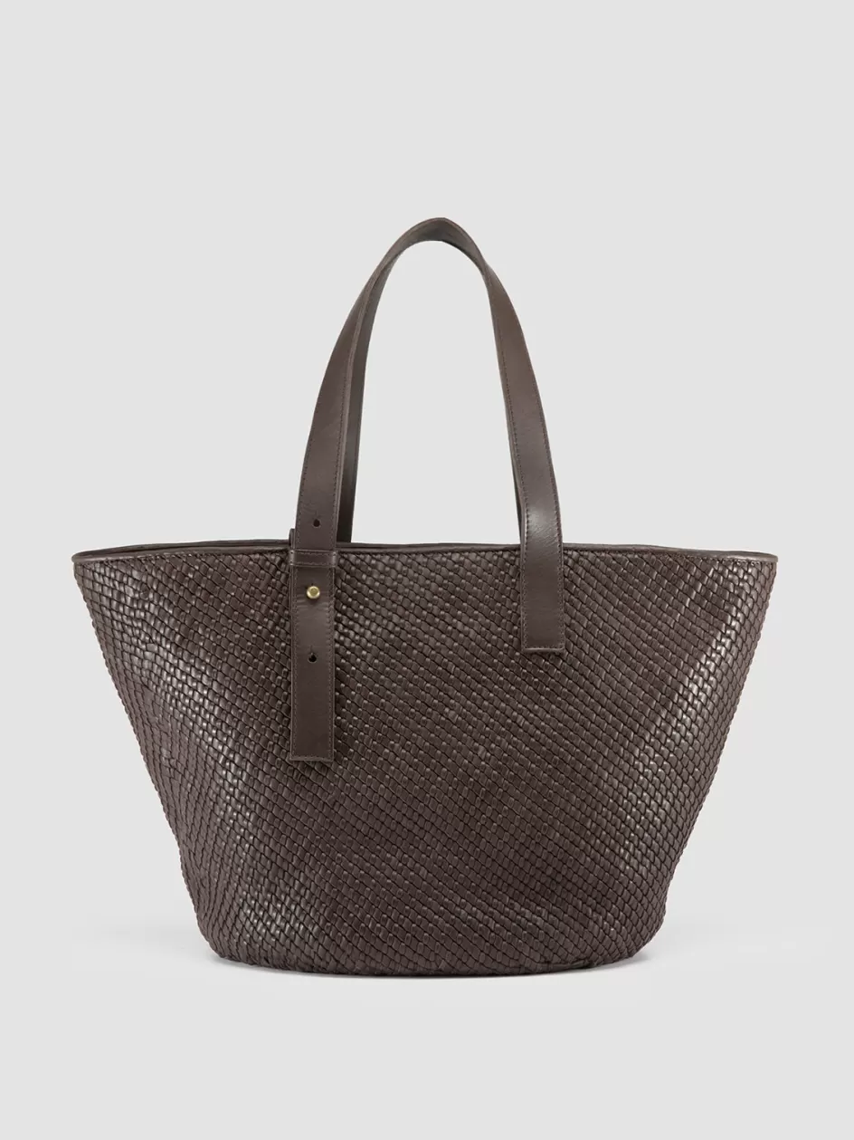 Officine Creative Bags>SHELBY 002 - Brown Leather Shoulder Bag DARK BROWN