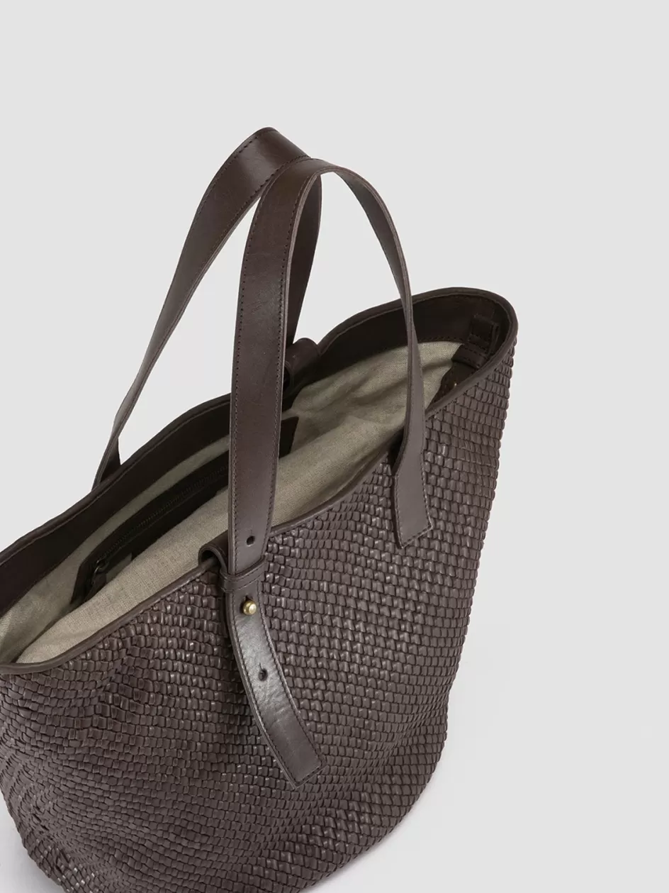 Officine Creative Bags>SHELBY 002 - Brown Leather Shoulder Bag DARK BROWN