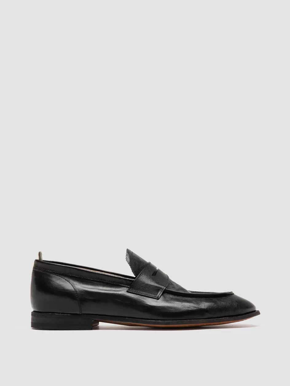 Officine Creative Loafers>SOLITUDE 001 - Leather Penny Loafers BLACK