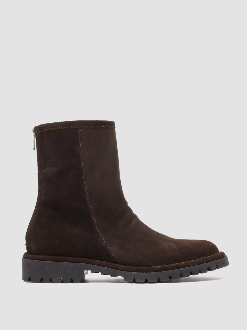 Officine Creative Boots & Booties>SPECTACULAR W 111 - Suede Zip Boots BROWN