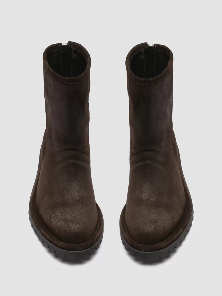Officine Creative Boots & Booties>SPECTACULAR W 111 - Suede Zip Boots BROWN
