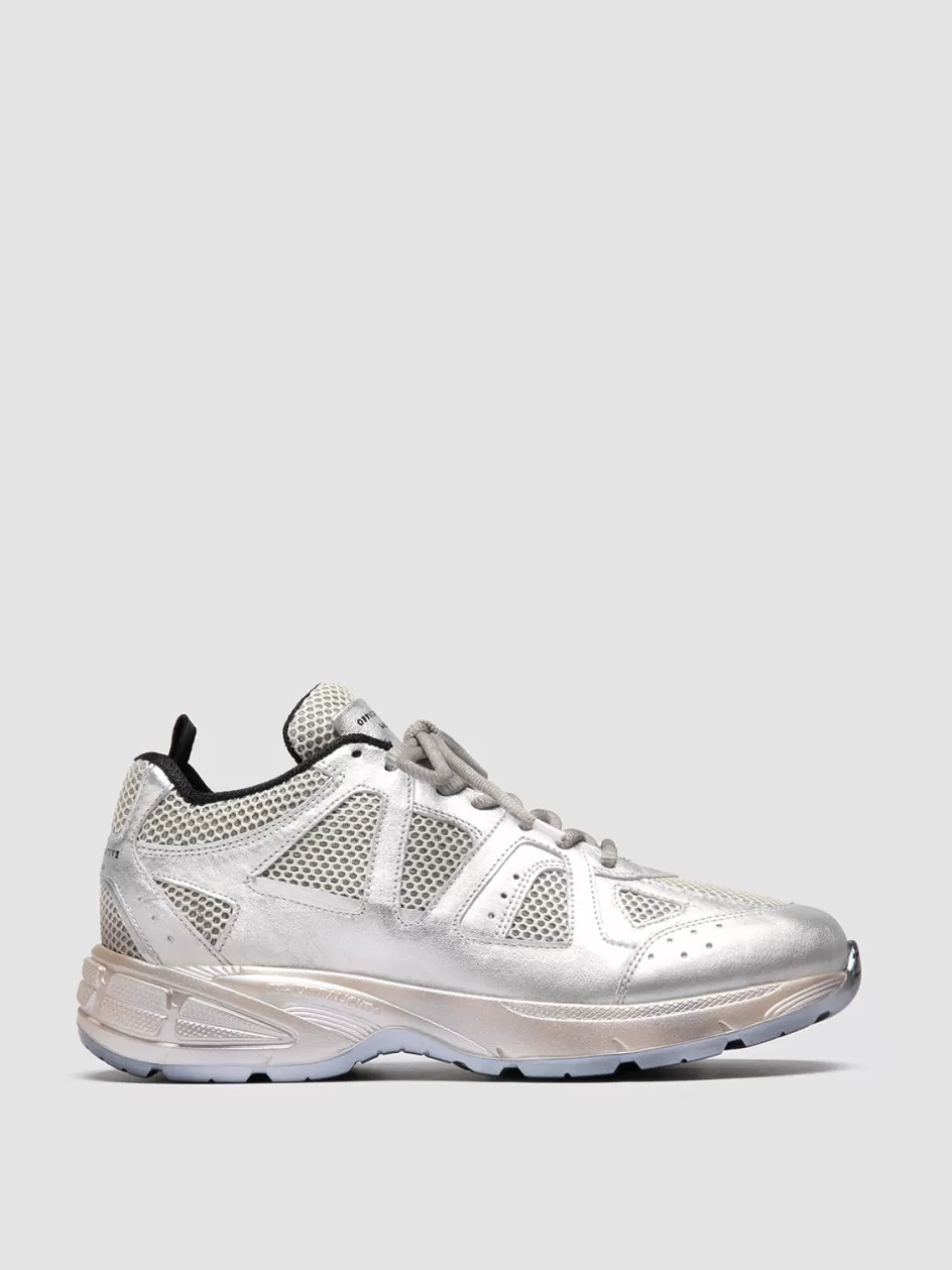 Officine Creative Sneakers>SUPURBIA 101 - Metallic Leather & Mesh Low Top Sneakers ARGENTO                                           