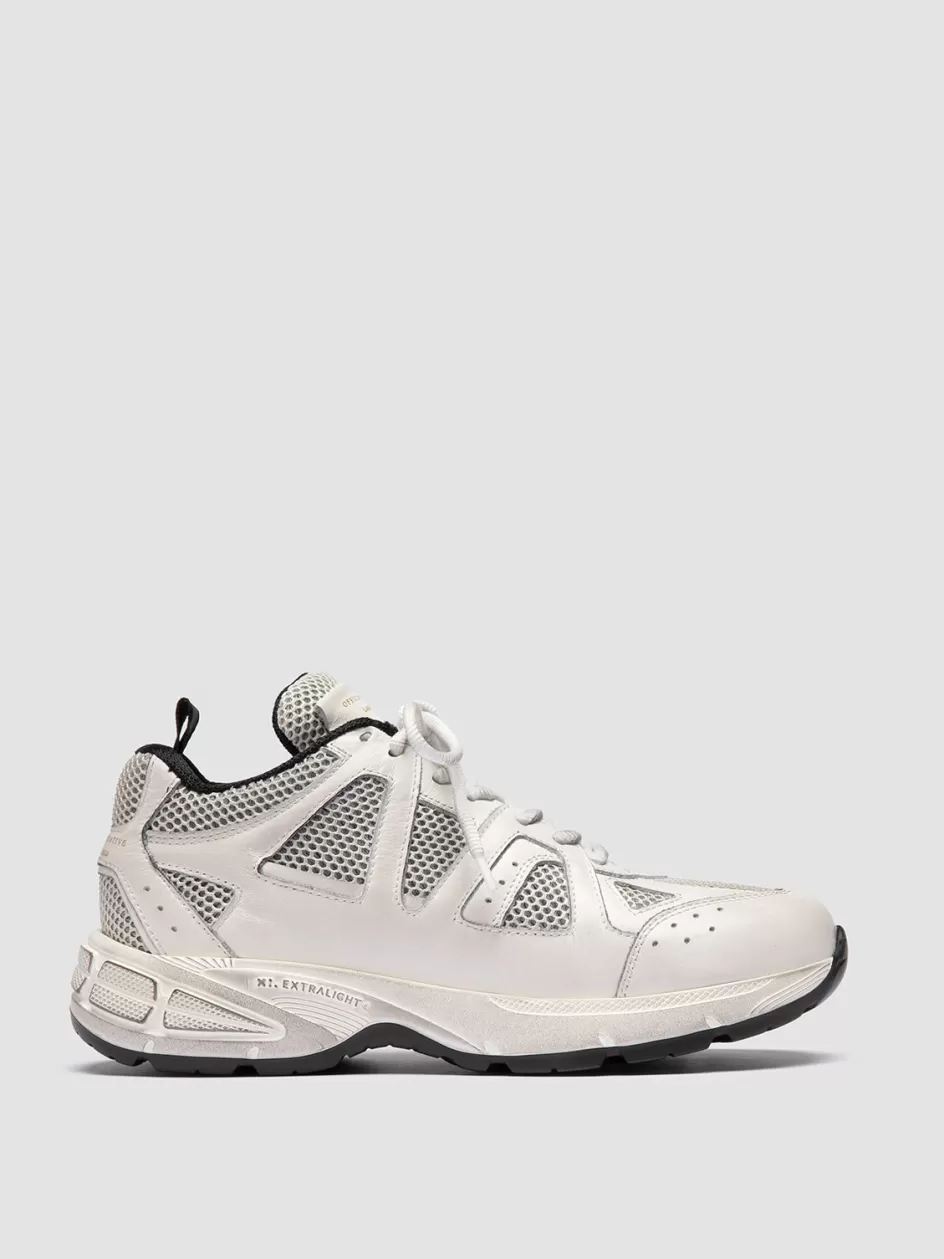 Officine Creative Sneakers>SUPURBIA 101 - White Leather & Mesh Low Top Sneakers BURRO                                             
