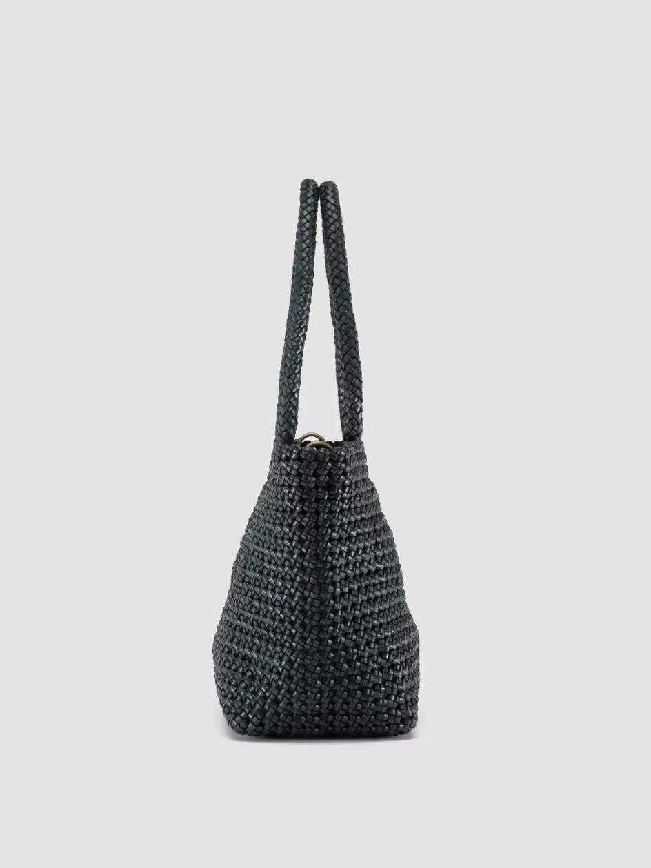 susan_009__blue_woven_leather_shoulder_bag_104736.webp Officine Creative Bags | Woven Leather Selection>SUSAN 009 - Woven Leather Shoulder Bag BLUE