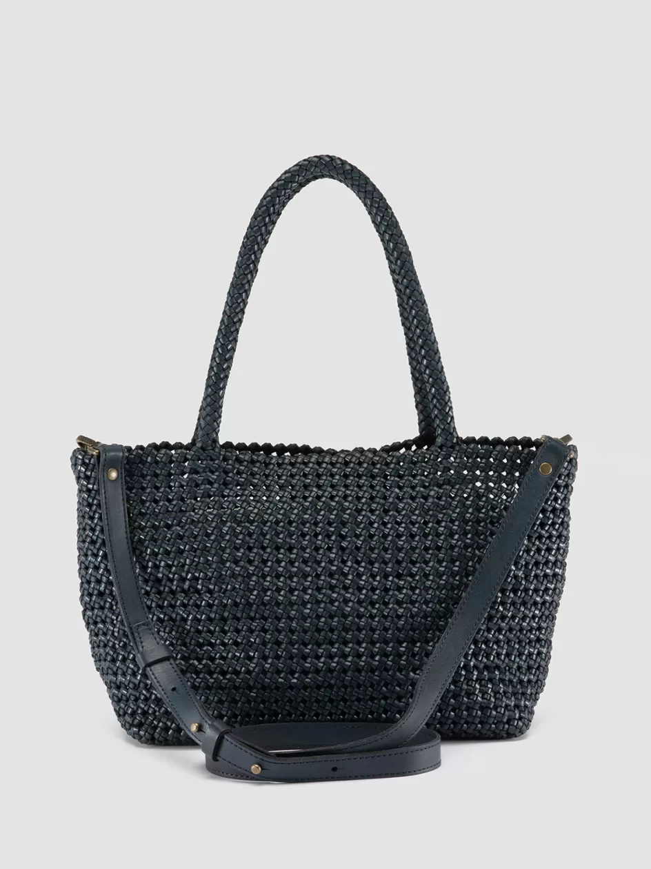 susan_009__blue_woven_leather_shoulder_bag_104737.webp Officine Creative Bags | Woven Leather Selection>SUSAN 009 - Woven Leather Shoulder Bag BLUE