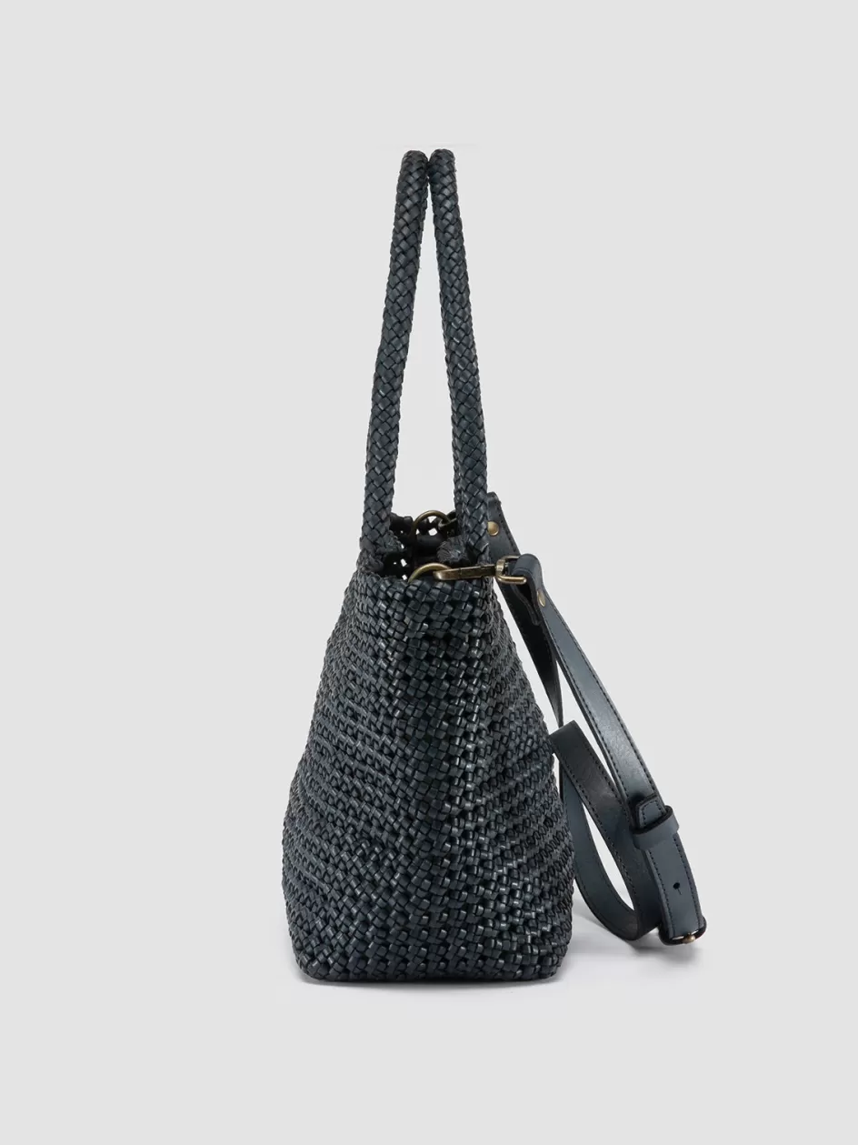 susan_009__blue_woven_leather_shoulder_bag_104738.webp Officine Creative Bags | Woven Leather Selection>SUSAN 009 - Woven Leather Shoulder Bag BLUE