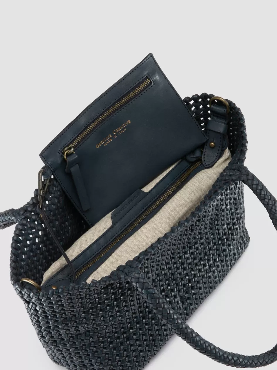 susan_009__blue_woven_leather_shoulder_bag_104741.webp Officine Creative Bags | Woven Leather Selection>SUSAN 009 - Woven Leather Shoulder Bag BLUE