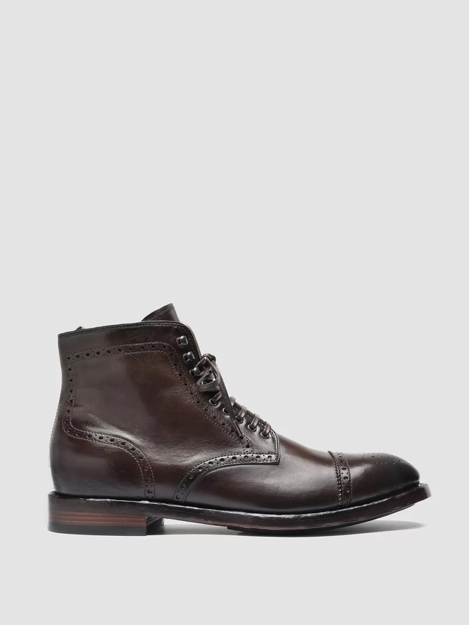 Officine Creative Ankle Boots>TEMPLE 004 - Brown Leather Ankle Boots EBANO