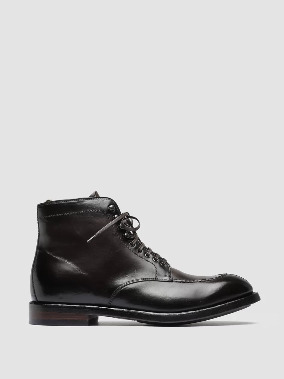 Officine Creative Ankle Boots>TEMPLE 006 - Brown Leather Ankle Boots EBANO