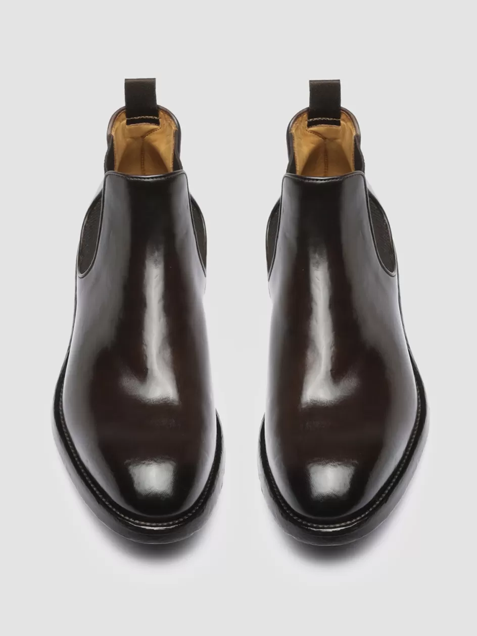 Officine Creative Icons | Ankle Boots>TEMPLE 008 - Brown Leather Chelsea Boots EBANO