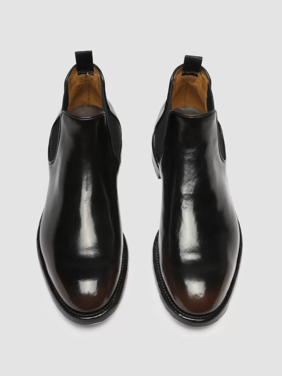 Officine Creative Icons | Ankle Boots>TEMPLE 008 - Brown Leather Chelsea Boots DARK BROWN/BLACK