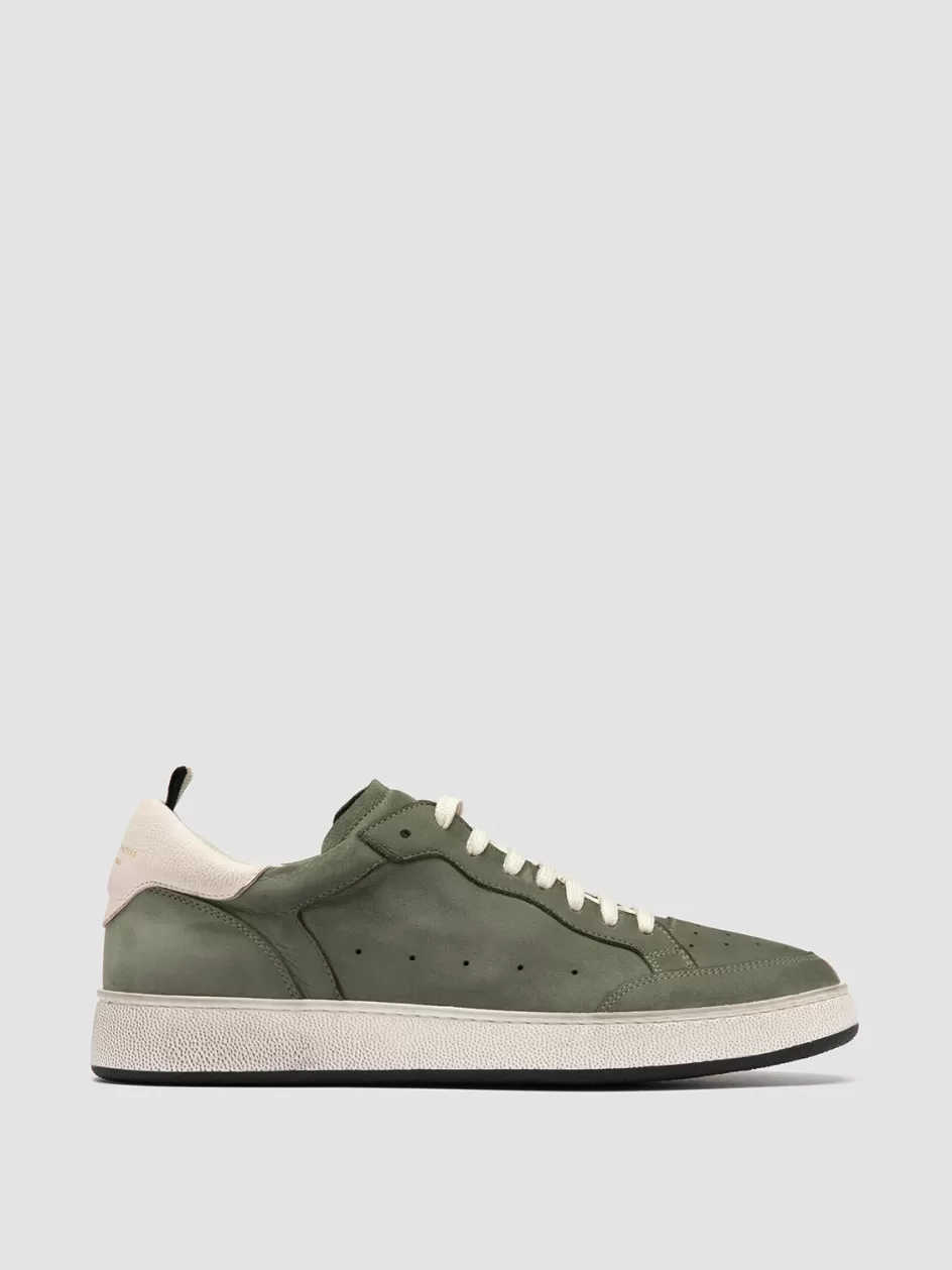 Officine Creative Sneakers>THE ANSWER 002 - Green Leather And Suede Low Top Sneakers ARMY/TOFU