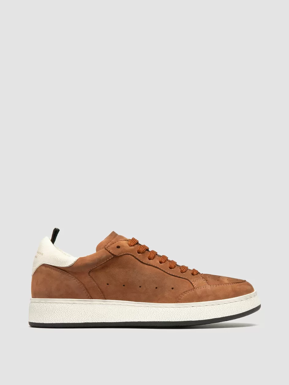 Officine Creative Sneakers>THE ANSWER 102 - Brown Nubuck Low Top Sneakers BALTIC AMBER/TOFU                                 