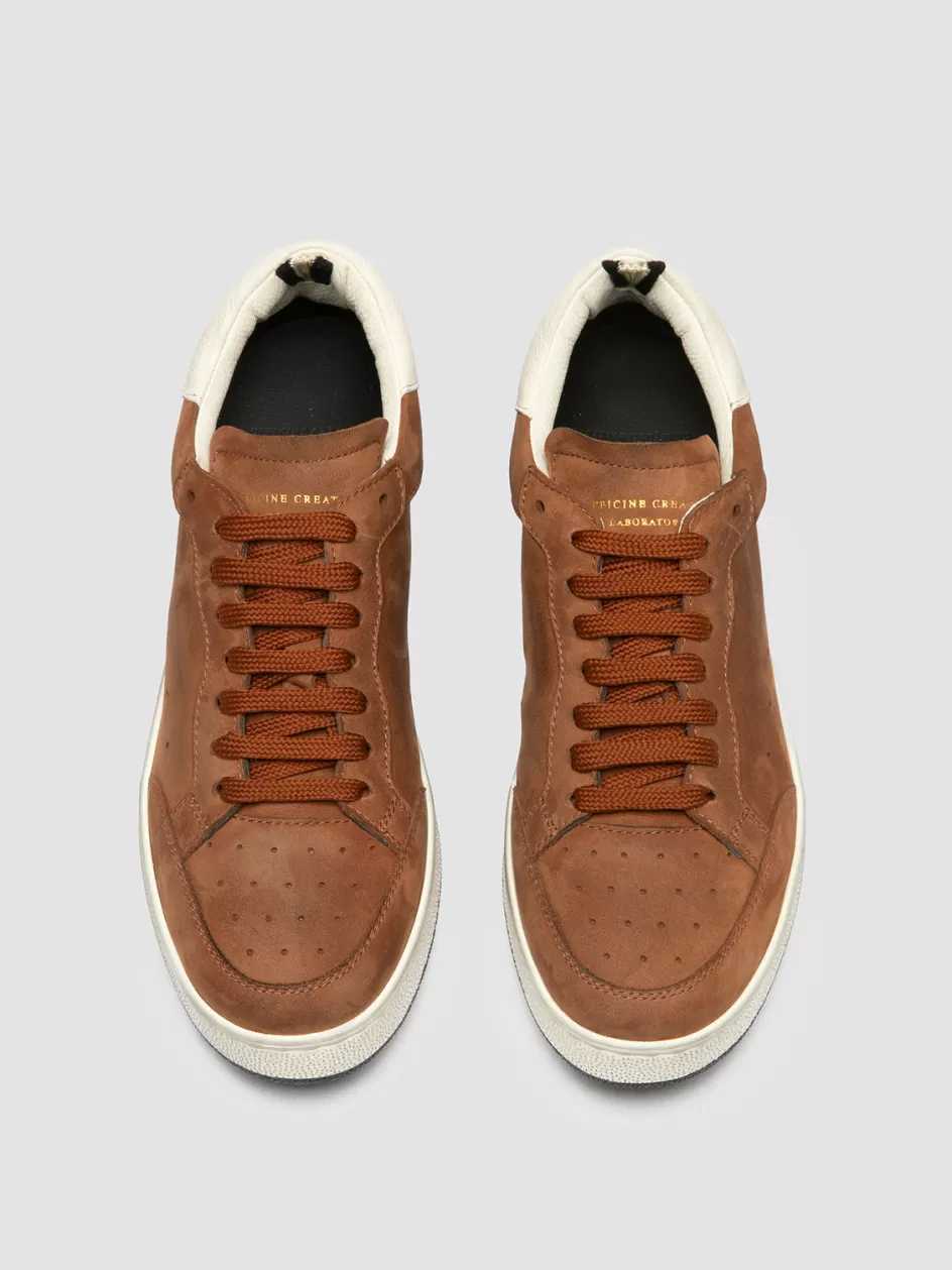 Officine Creative Sneakers>THE ANSWER 102 - Brown Nubuck Low Top Sneakers BALTIC AMBER/TOFU                                 