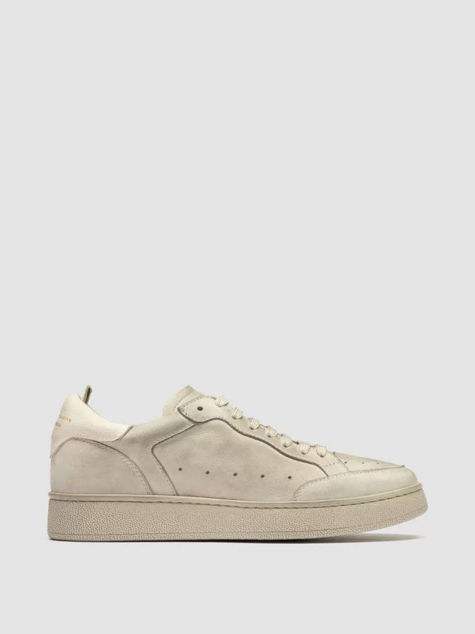 Officine Creative Sneakers>THE ANSWER 107 - Off White Nubuck Low Top Sneakers CALCARE/TOFU                                      