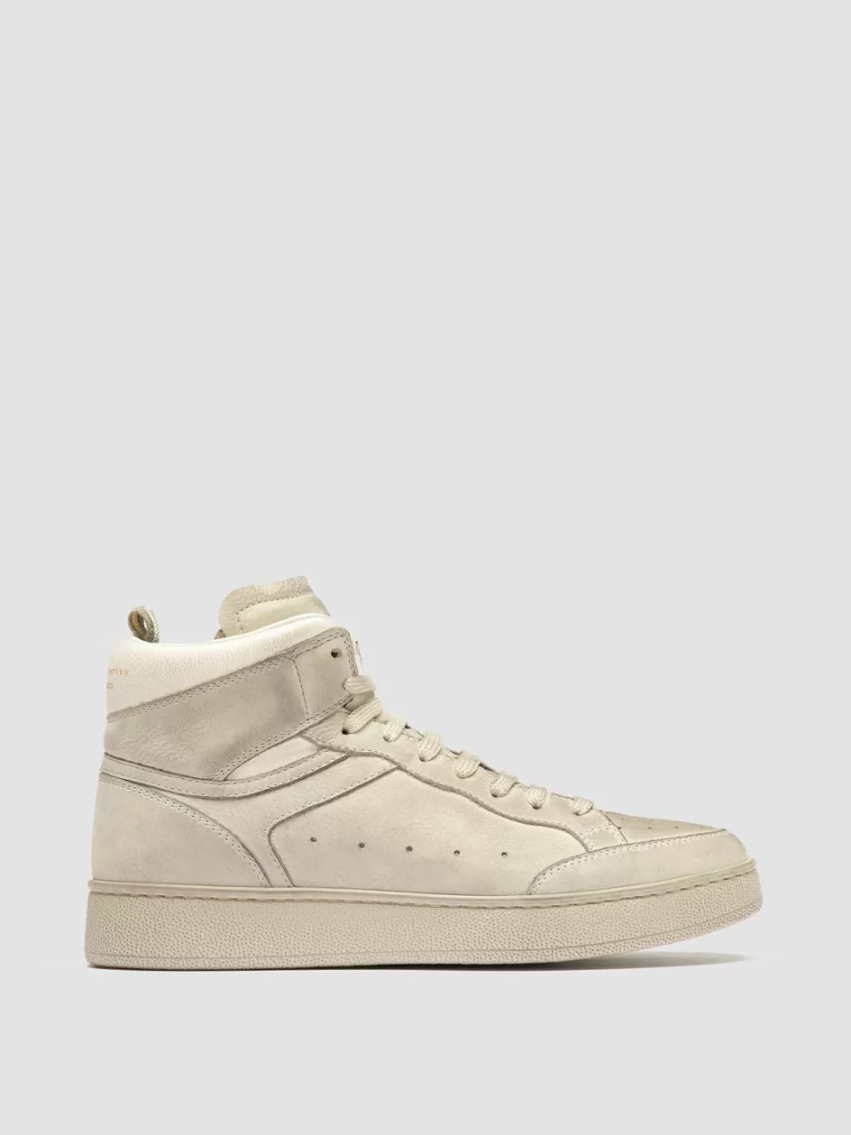 Officine Creative Sneakers>THE ANSWER 108 - Off White Nubuck High Top Sneakers CALCARE/TOFU                                      