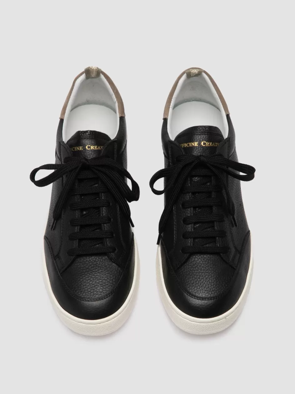 Officine Creative Sneakers>THE DIME 001 - Black Suede Low Top Sneakers NERO/ANTILOPE