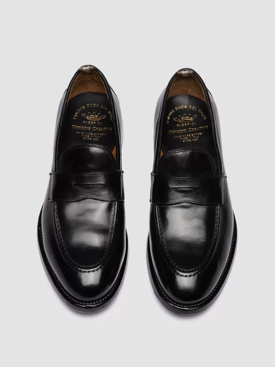 Officine Creative Loafers>TULANE 002 - Leather Penny Loafers BLACK