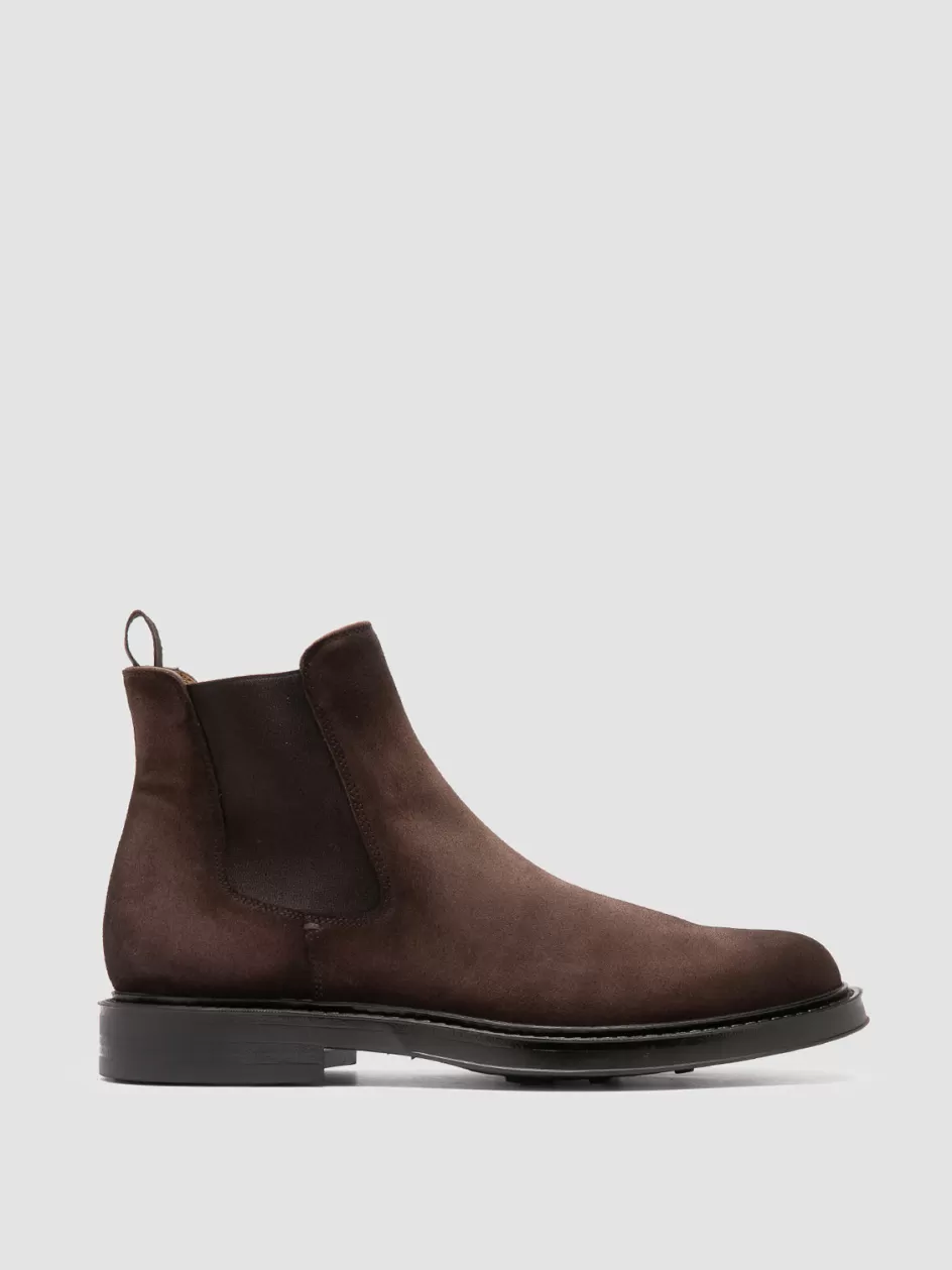 Officine Creative Ankle Boots>UNIFORM 005 - Brown Suede Chelsea Boots PEPE
