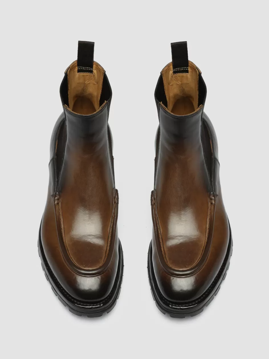 Officine Creative Ankle Boots>VAIL 017 - Brown Leather Chelsea Boots DARK BROWN