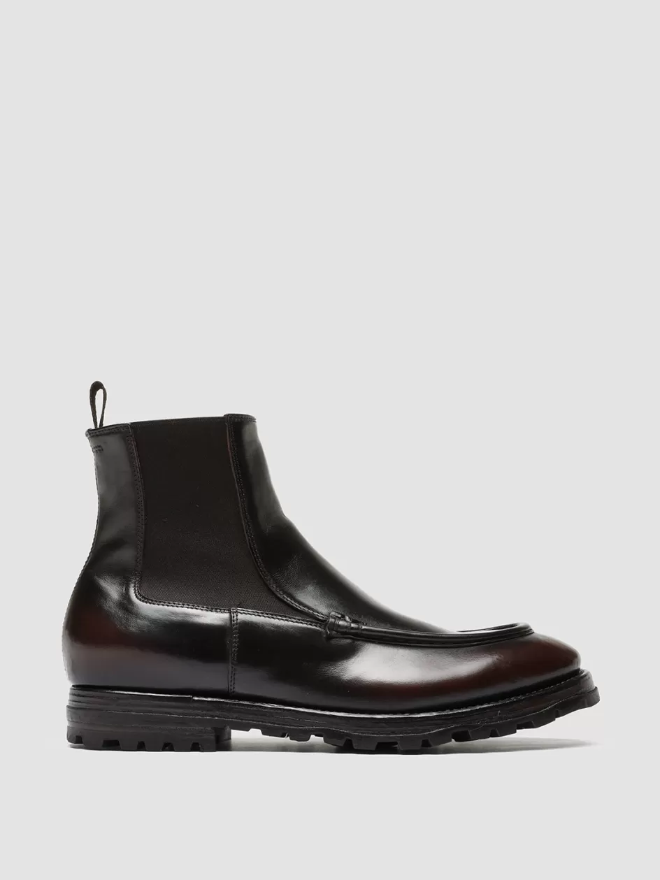 Officine Creative Ankle Boots>VAIL 017 - Burgundy Leather Chelsea Boots BURGUNDY/DARK BROWN