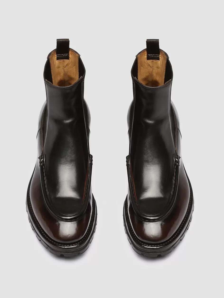 Officine Creative Ankle Boots>VAIL 017 - Burgundy Leather Chelsea Boots BURGUNDY/DARK BROWN
