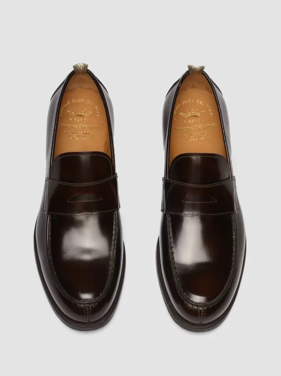 Officine Creative Loafers>VINE 001 - Brown Leather Loafers DARK BROWN